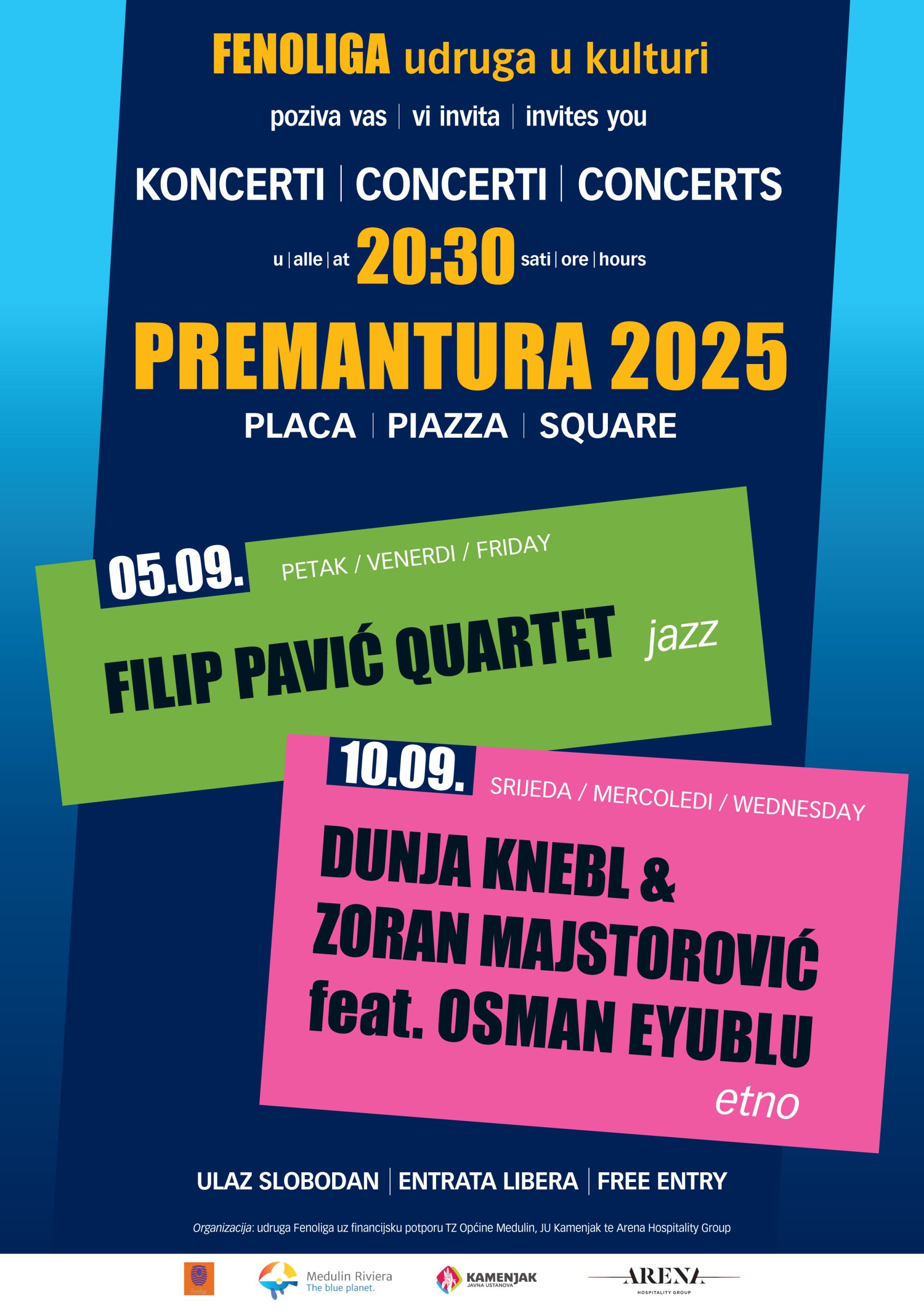 FENOLIGA - koncerti - Filip Pavić Quartet i  DUNJA KNEBL & ZORAN MAJSTOROVIĆ feat. OSMAN EYUBLU